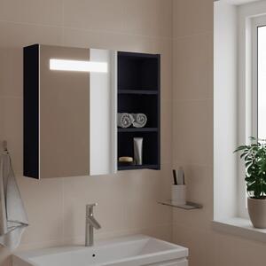 Dulap cu oglindă de baie cu lumină LED, gri, 60x13x52 cm