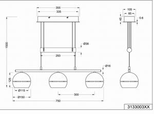Lustră pe cablu FLETCHER 3xE14/40W/230V crom mat Trio