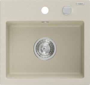 Mexen Milo chiuvetă de bucătărie din granit cu 1 cuvă, 435 x 410 mm, bej, sifon cromat - 6505441000-69