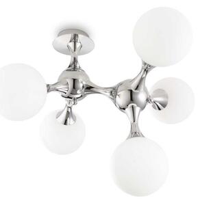 Ideal Lux - Lustră aplicată NODI 5xE14/28W/230V 50x55 cm crom lucios/alb