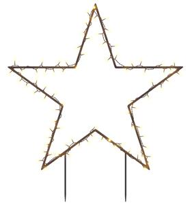 Decorațiune stea cu lumini de Crăciun cu țăruși, 80 LED, 60 cm
