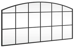Oglindă de perete, negru, 100x50 cm, arcuită, fier