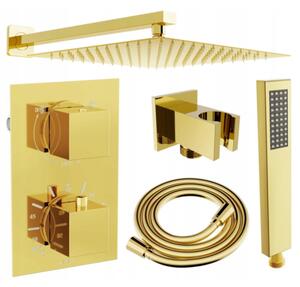 Mexen Cube DR02 set de duș încastrat cu ploaie de 25 cm, auriu - 77502DR0225-50