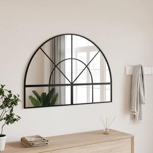 Oglindă de perete, negru, 100x70 cm, arcuită, fier