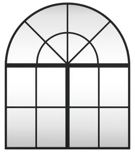 Oglindă de perete, negru, 60x70 cm, arcuită, fier