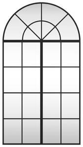 Oglindă de perete, negru, 60x110 cm, arcuită, fier