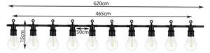 Ghirlanda LED decorativa, lumina alba-calda, 10 LED-uri, waterproof, 6.2 m, negru