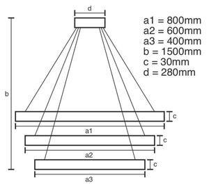 Lustră LED dimabilă pe cablu LED/210W/230V 3000-6500K argintiu + telecomandă