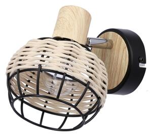 Spot de perete TAJGA 1xE14/40W/230V ratan/negru