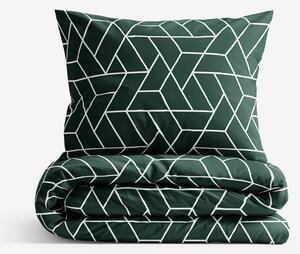 Goldea lenjerie de pat 100% bumbac - mozaic pe fond verde închis 160 x 200 și 2buc 50 x 70 cm