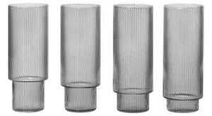 Ripple Long Drink Glasses Set of 4 Smoked Grey - Ferm Living