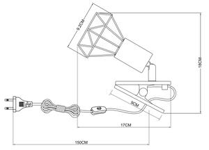 Lampă de perete cu clemă XARA I 1xE14/40W/230V alb Globo 54802WK