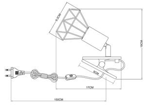 Lampă de perete cu clemă XARA I 1xE14/40W/230V negru Globo 54802SK