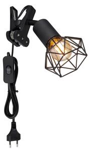 Lampă de perete cu clemă XARA I 1xE14/40W/230V negru Globo 54802SK