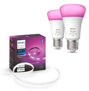 SET bandă LED RGBW dimabilă Philips Hue 2m 20W/230V + 2x bec LED E27/9W