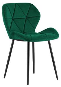 Scaun de masa MANGO VELVET cu picioare negre, verde inchis