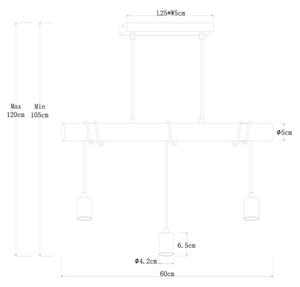 Lustră pe cablu GREGOR 3xE27/60W/230V Globo 15539-3HB