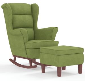 Scaun balansoar picioare din lemn/taburet verde deschis catifea