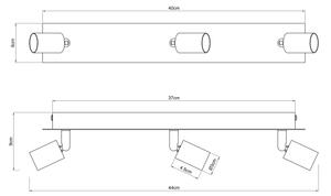 Spot DREW 3xGU10/35W/230V negru/alamă Globo 57998-3B