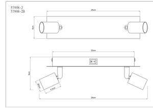 Spot DREW 2xGU10/35W/230V negru Globo 57998-2