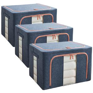 Set 3 cutii pliabile pentru depozitare, 24L, 66L, 100L, Albastru
