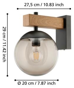 Aplică de exterior BUFALATA 1xE27/40W/230V negru/lemn IP44 Eglo 900671