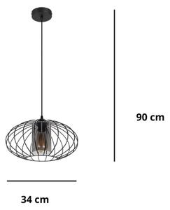 Lustră pe cablu CORRINI 1xE27/60W/230V d. 34 cm negru/gri
