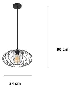 Lustră pe cablu CORRINI 1xE27/60W/230V d. 34 cm negru/transparent