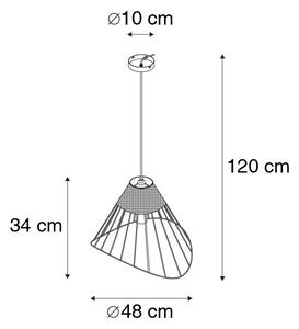 Lampă suspendată de țară neagră 48 cm cu rattan - Treccia