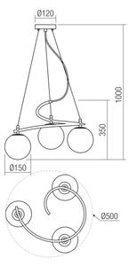 Lustră pe cablu VOLLEY 3xE14/28W/230V negru Redo 01-2716