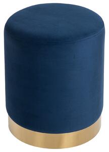 Homcom Pouf Taburet de  Design Rotund din Catifea Albastra cu Fundal Auriu Ф36x42cm