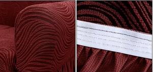 Set 2 Huse elastice pentru fotolii, cu volanas si model Jacquard Bordo in dungi