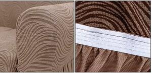 Husa elastica pentru fotoliu, cu volanas, model Jacquard Cappuccino in dungi