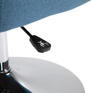 HOMCOM Fotoliu de bar rotativ la 360° capitonat inaltime reglabila cu perna baza de metal invelis din in pentru casa birou albastru