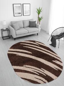 Covor Sufragerie Dormitor, Model Fantasy 12501 98, Covor pufos, Maro, Dimensiunea 200 X 300 cm Crem, Oval, 200x300