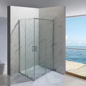 Cabina De Dus Pan 80x100cm, Sticla Securizata, Profil Aluminiu Cromat, Usi Culisante