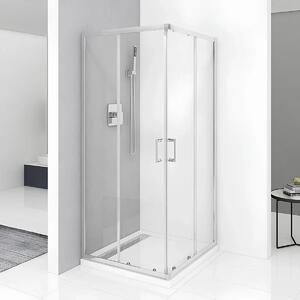 Cabina De Dus Pan 80x80cm, Sticla Securizata, Profil Aluminiu Cromat, Usi Culisante