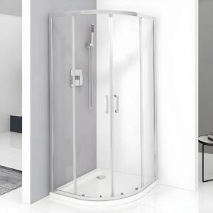 Cabina De Dus Semirotunda Pan R90cm, Sticla Securizata, Profil Aluminiu Cromat, Usi Culisante