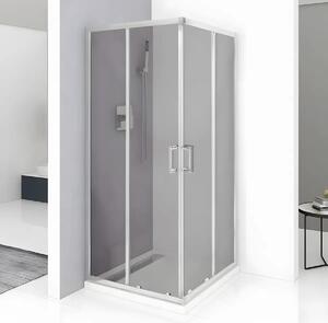 Cabina De Dus Pan 80x80cm, Sticla Securizata Gri, Profil Aluminiu Cromat, Usi Culisante