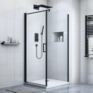 Cabina de dus BR6611 90X90cm, Sticla Securizata 8mm, Profil Aluminiu Negru