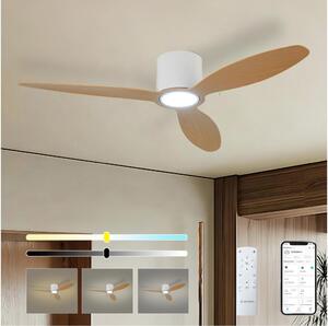 ZEVENTI - Ventilator de tavan VENTORA LED/24W/230V Wi-Fi Tuya alb/stejar + telecomandă