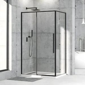 Cabina De Dus Oto 80x100cm, Sticla Securizata 6mm, Profil Aluminiu Negru, Usa Culisanta