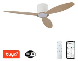 ZEVENTI - Ventilator de tavan VENTORA LED/24W/230V Wi-Fi Tuya alb/stejar + telecomandă