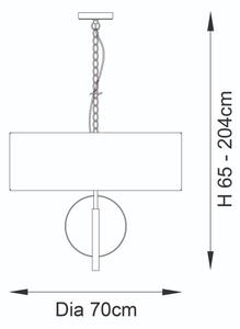 Endon 95215 - Lustră suspendată pe lanț, 5 x E27, 10 W, 230 V, diam. 70 cm, gri
