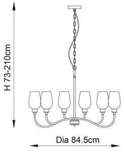Endon 107791 - Candelabru pe lanț 6xE14/6W/230V alamă
