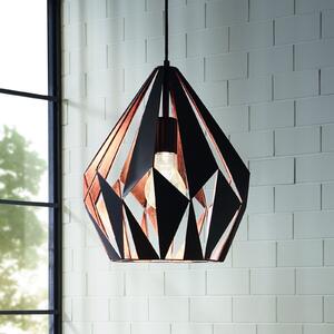 EGLO Carlton lampă suspendată negru cupru Ø 31 cm, reglabil, Negru, Camera de zi / sufragerie, Metal, Scandinavă