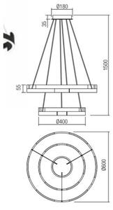 Lustră LED dimabilă pe cablu CASTLE LED/60W/230V auriu Redo 01-3178