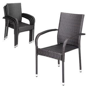 Deuba Scaune de ratan Comfort 4 buc - maro