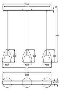 Lustră pe cablu BRITTON 3xE27/40W/230V auriu Fabas Luce 3673-48-125