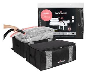 Cutii de depozitare pentru haine 2 buc. din material textil cu vacuum/cu pereți întăriți 65x45x27 cm Black Edition – Compactor